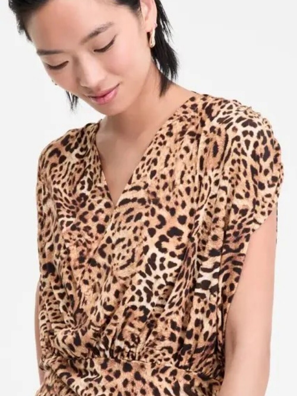 INC Leopard Print V-Neck Women's Top Size Small NWT